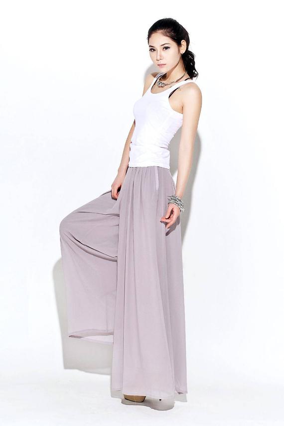 gray chiffon pants
