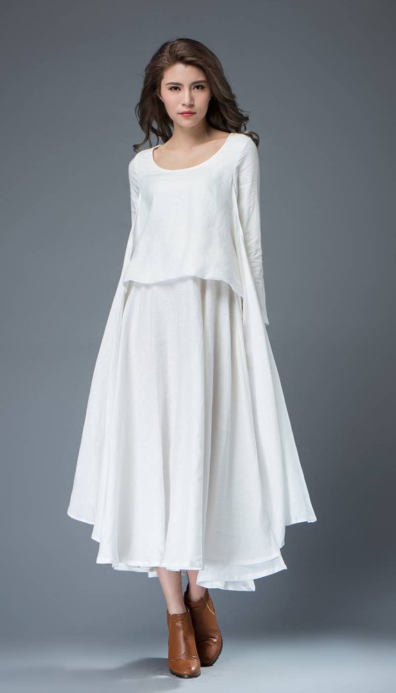 white linen dress