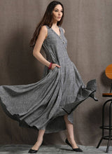Load image into Gallery viewer, V Neck Loose Sleeveless Maxi Dresses C418#
