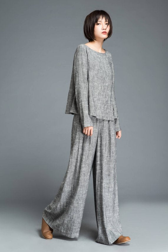 gray linen pants