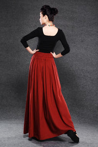 red linen skirts