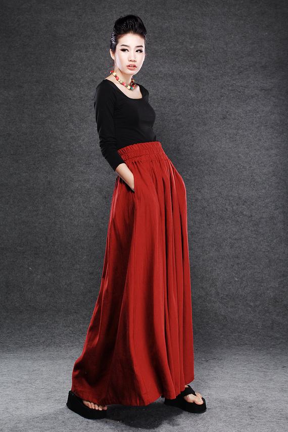 maxi linen skirt