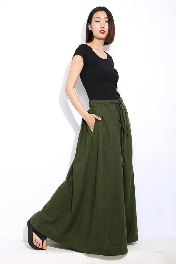 Casual linen drawstring maxi skirt C324# – Ylistyle