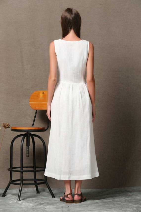 sleeveless linen dress