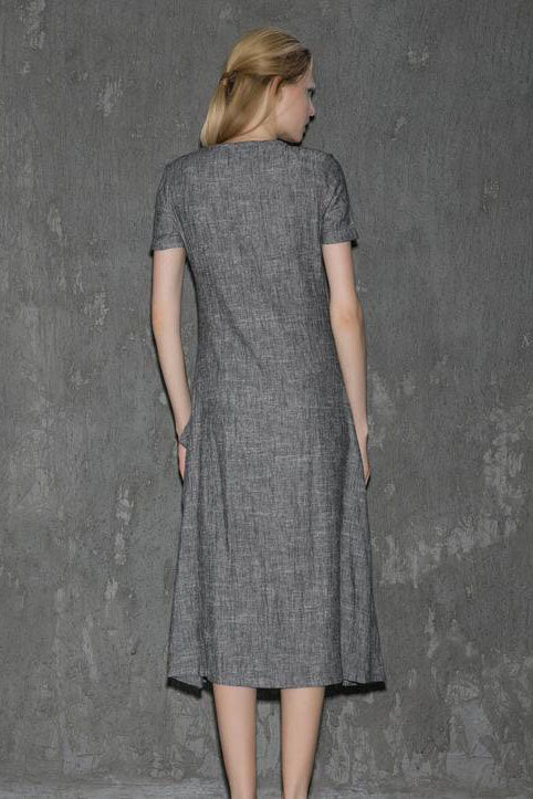 Grey linen dress