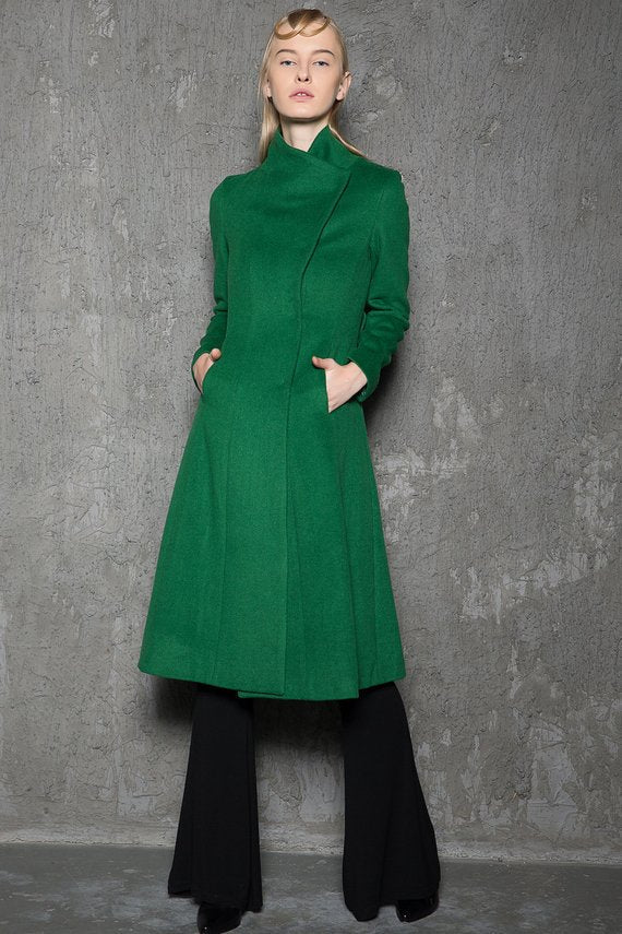 Women Asymmetrical Elegant Wool Coat C713#