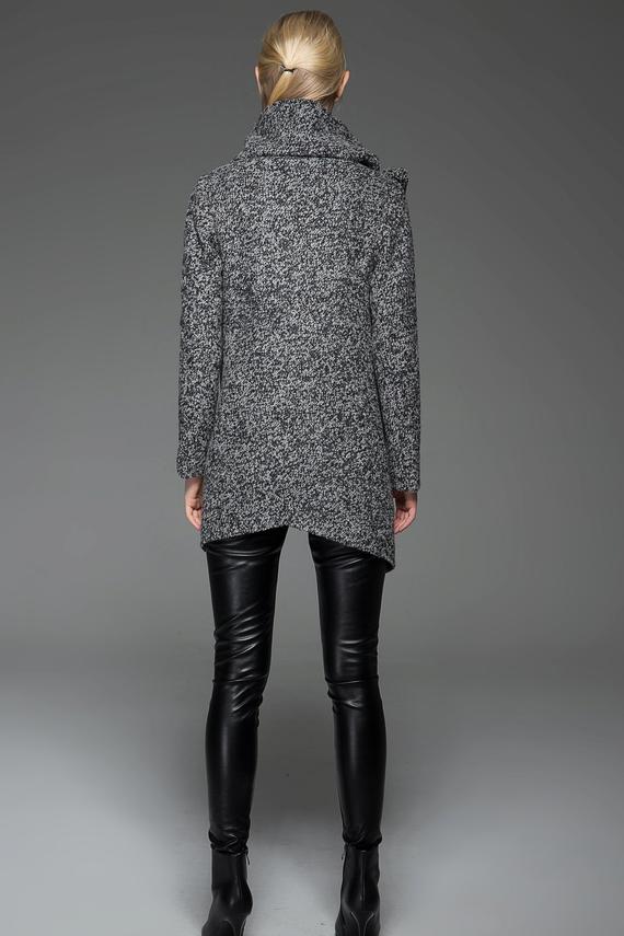 Asymmetrical Zip Wool Blend Coat C745