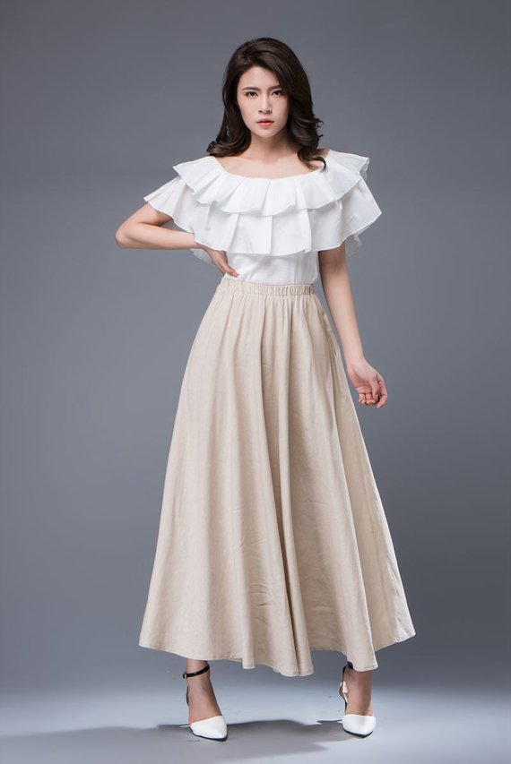 Beige linen skirt