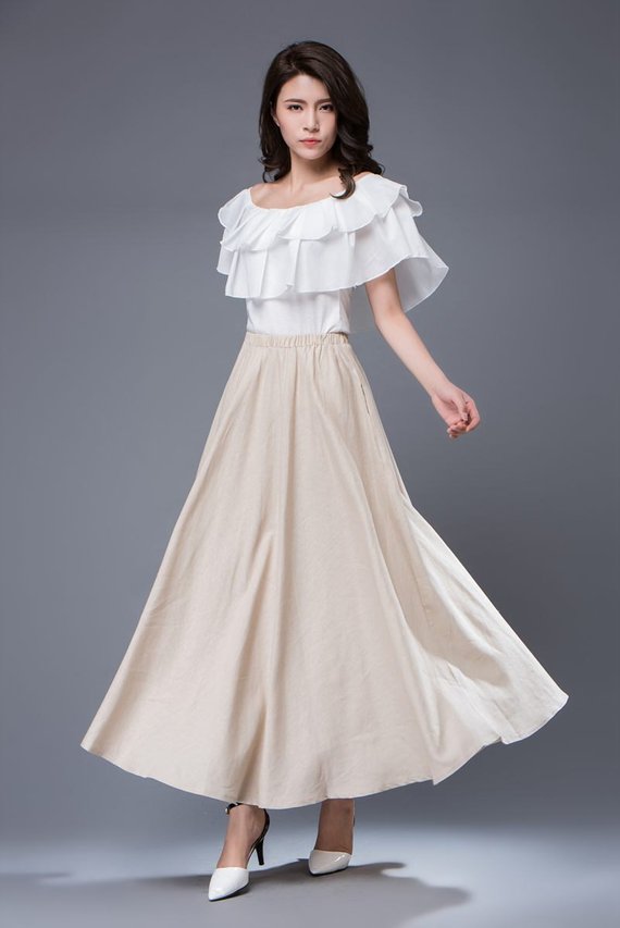 women linen skirt