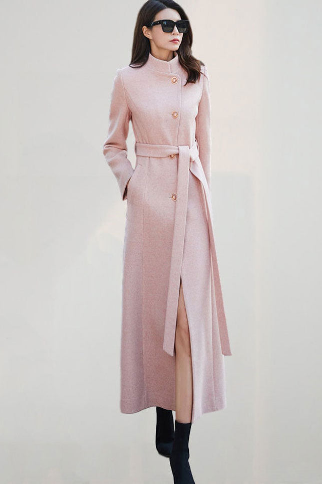 Long wool Belted winter trench coat C4497