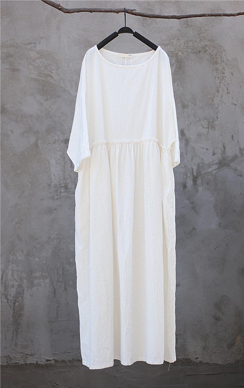 Casual Maxi Cotton Linen Dress C1976
