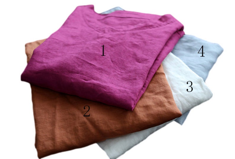 Blue Basic Oversize Linen Top C1911