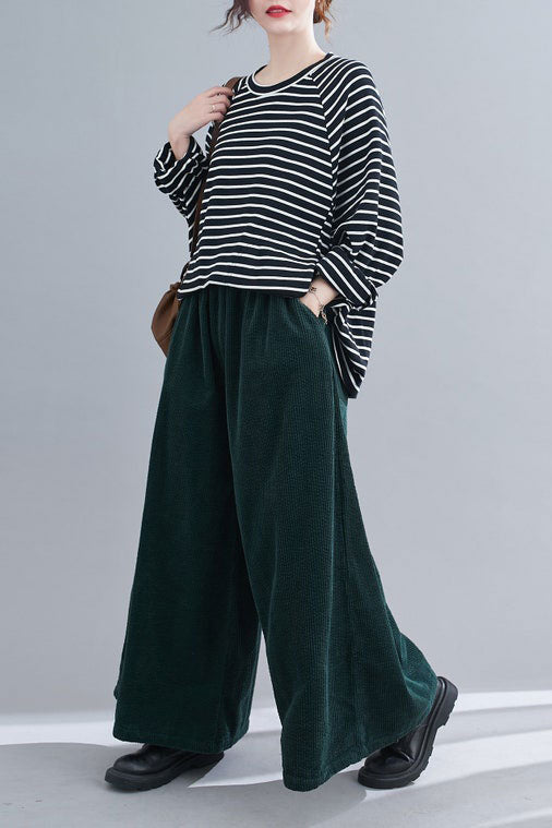 Gray long Corduroy Palazzo pants women C1802