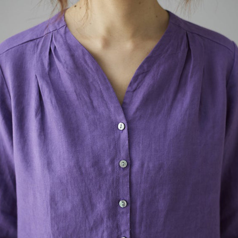 Purple Casual Long Sleeves Linen Shirt Tops C184903