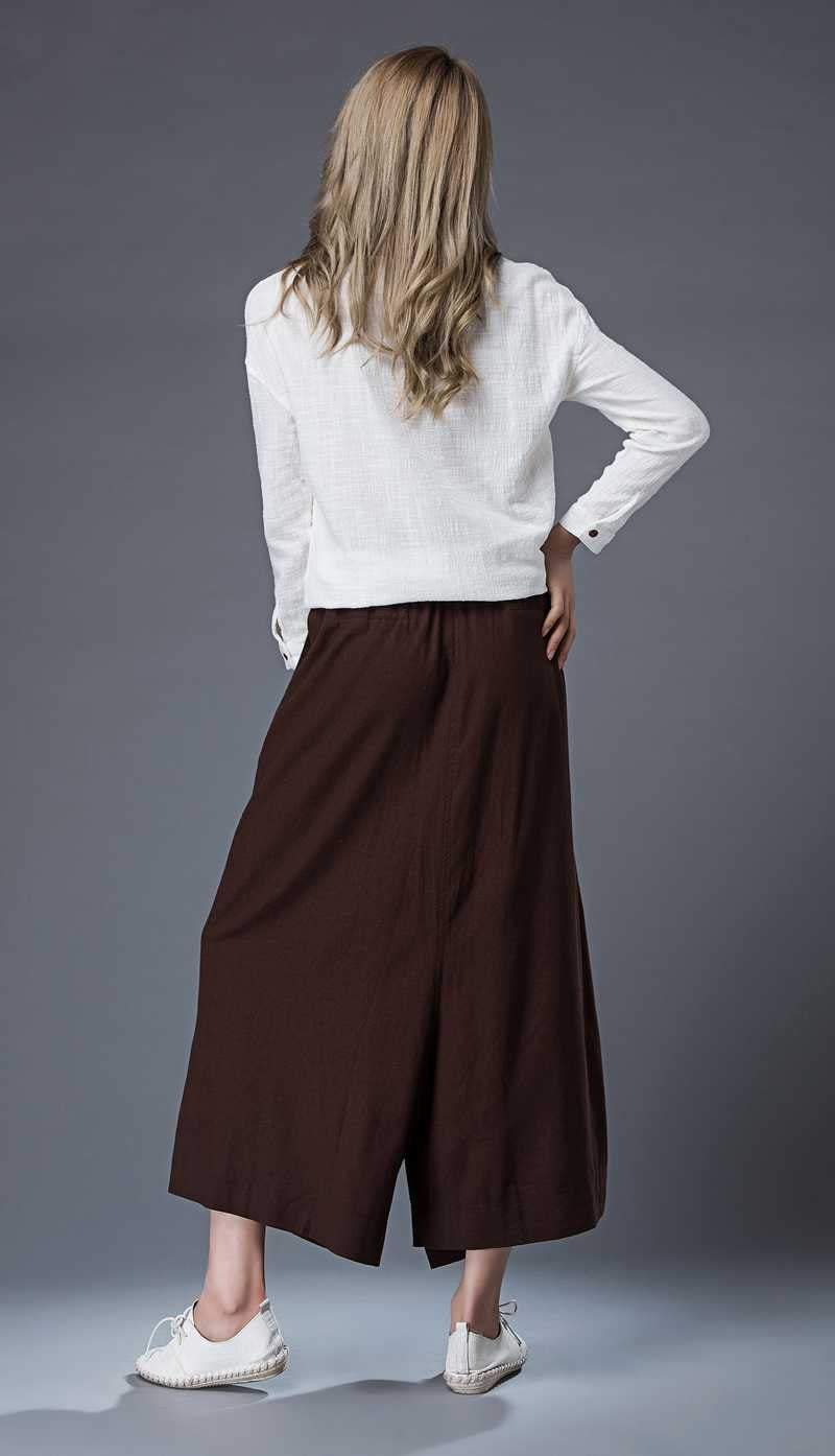 Linen wrap pants, brown wrap pants, linen pants, woman pants, wide leg pants, loose pants, palazzo pants, linen palazzo pants C862