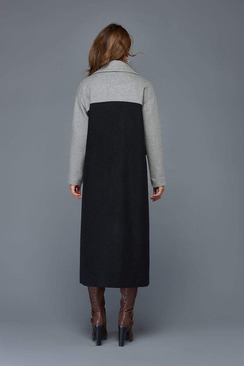 Maxi coat, coat, winter coat, long wool coat, womens coats, black coat, gray coat, warm coat, lapel collar coat, custom coat, jacket C962