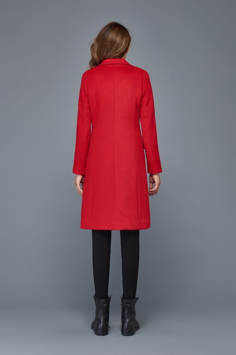 Red wool coat, winter coat, women's coats, warm coat, geometric coat, tailored coat, asymmetrical coat, women jackets, winter warm coat C979