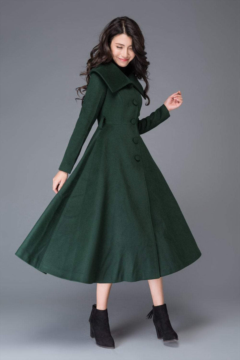 Vintage Inspired Swing Wool Coat C998#