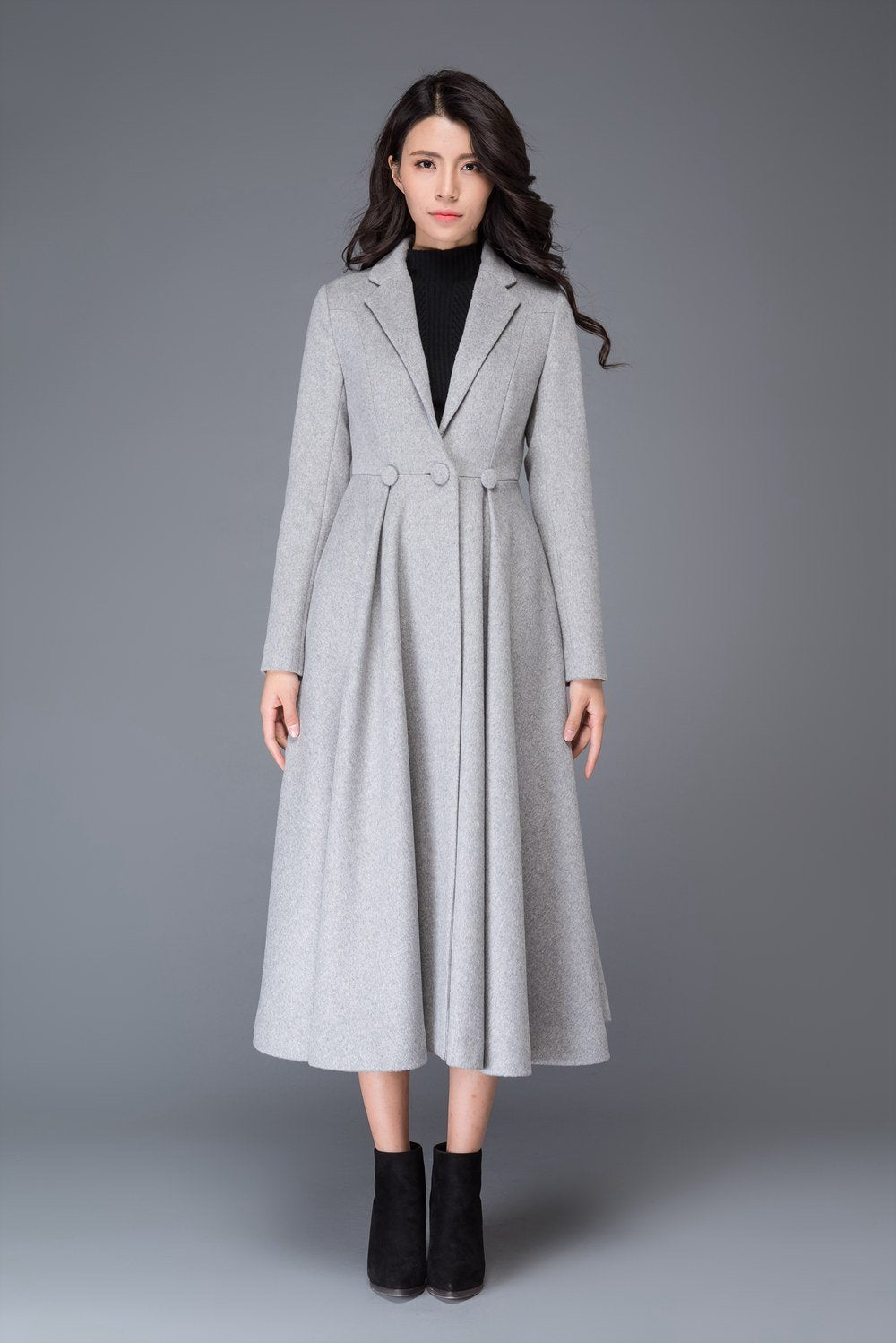 Vintage inspired long wool princess coat C4400