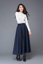 Load image into Gallery viewer, high waist A line wool maxi skirt C1006
