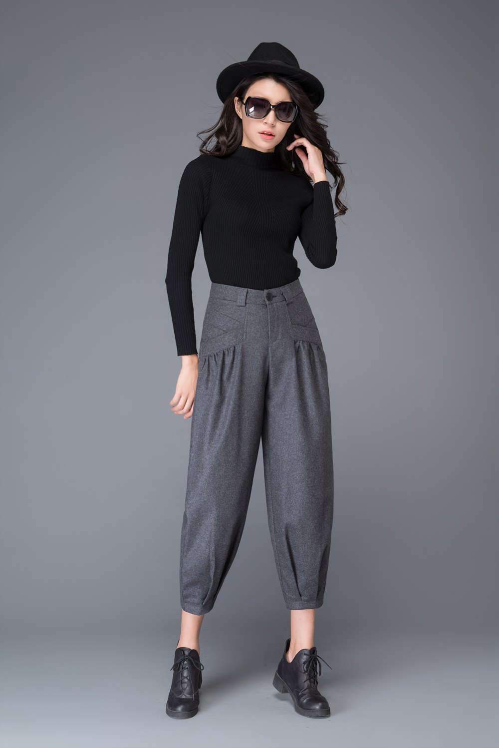 womens's long wool pants C999#