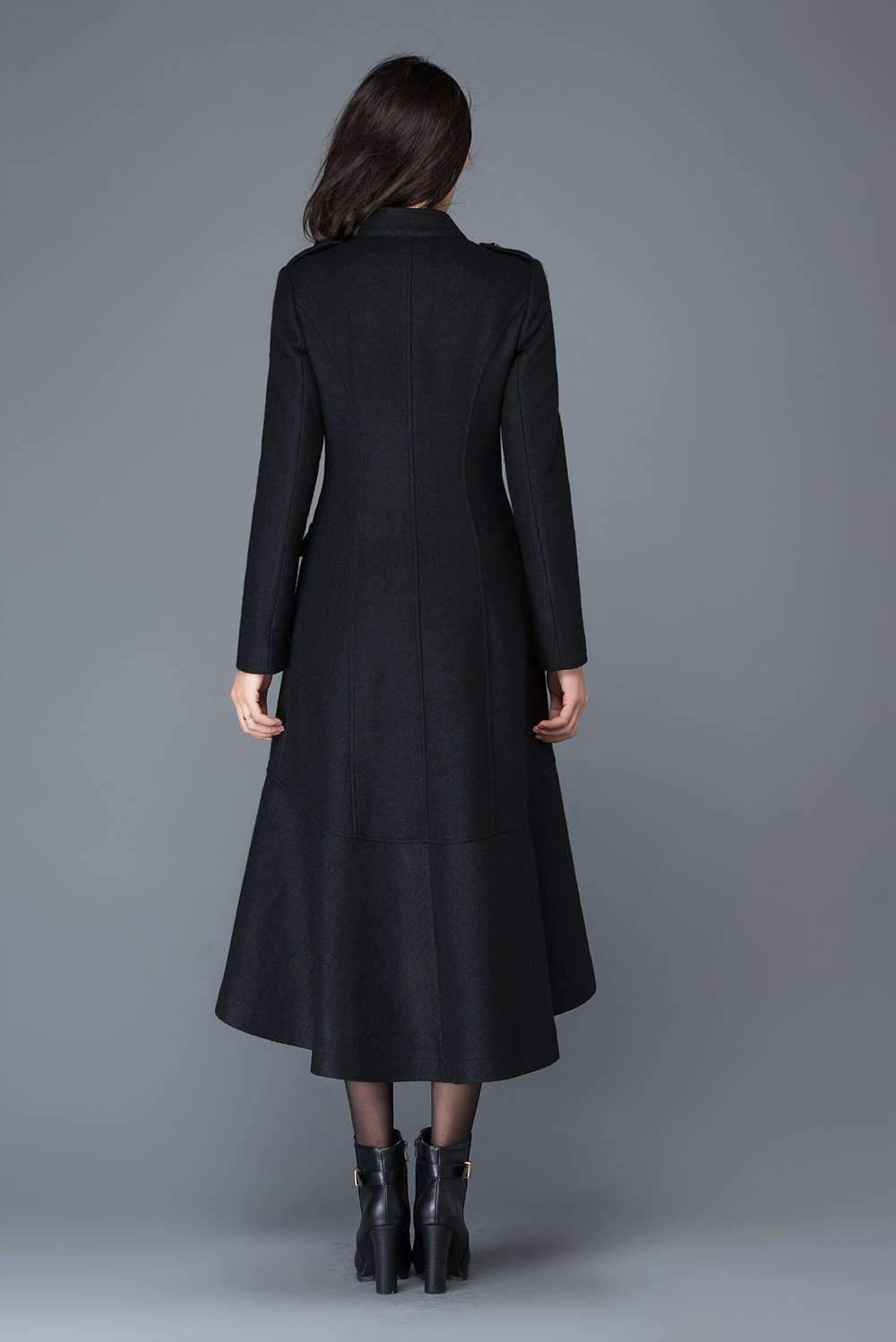 Maxi coat, wool coat, long black coat, dress coat, winter warm coats, womens coats, asymmetrical coat, women jacket, girls coat C1029