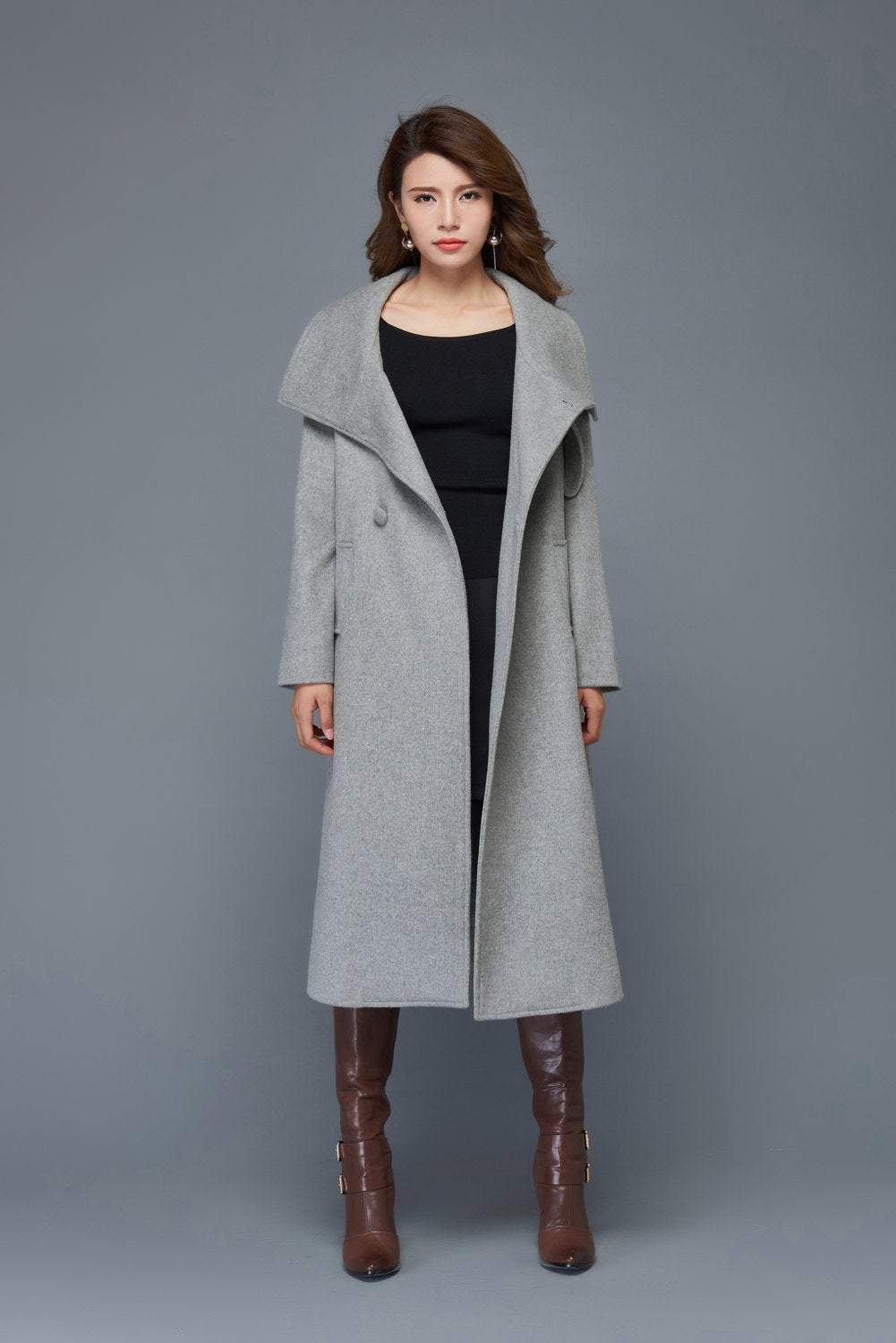 women's wool maxi coat C961