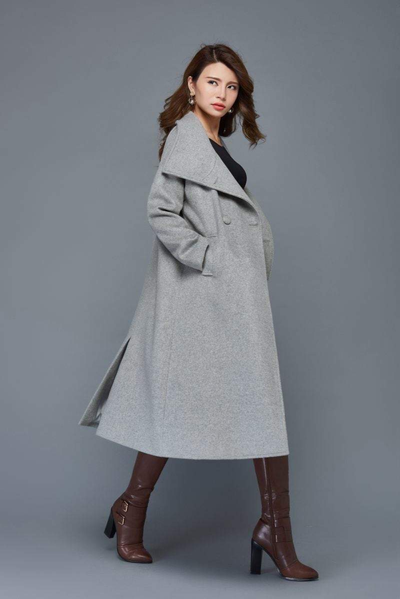 women's wool maxi coat C961
