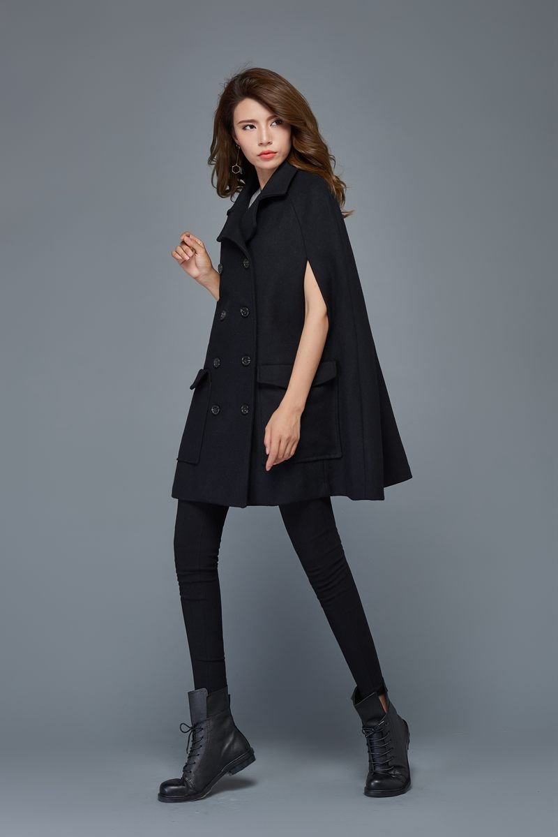 Wool Cape, cape, winter cloak, Coat, black coat, plus size cape – Ylistyle
