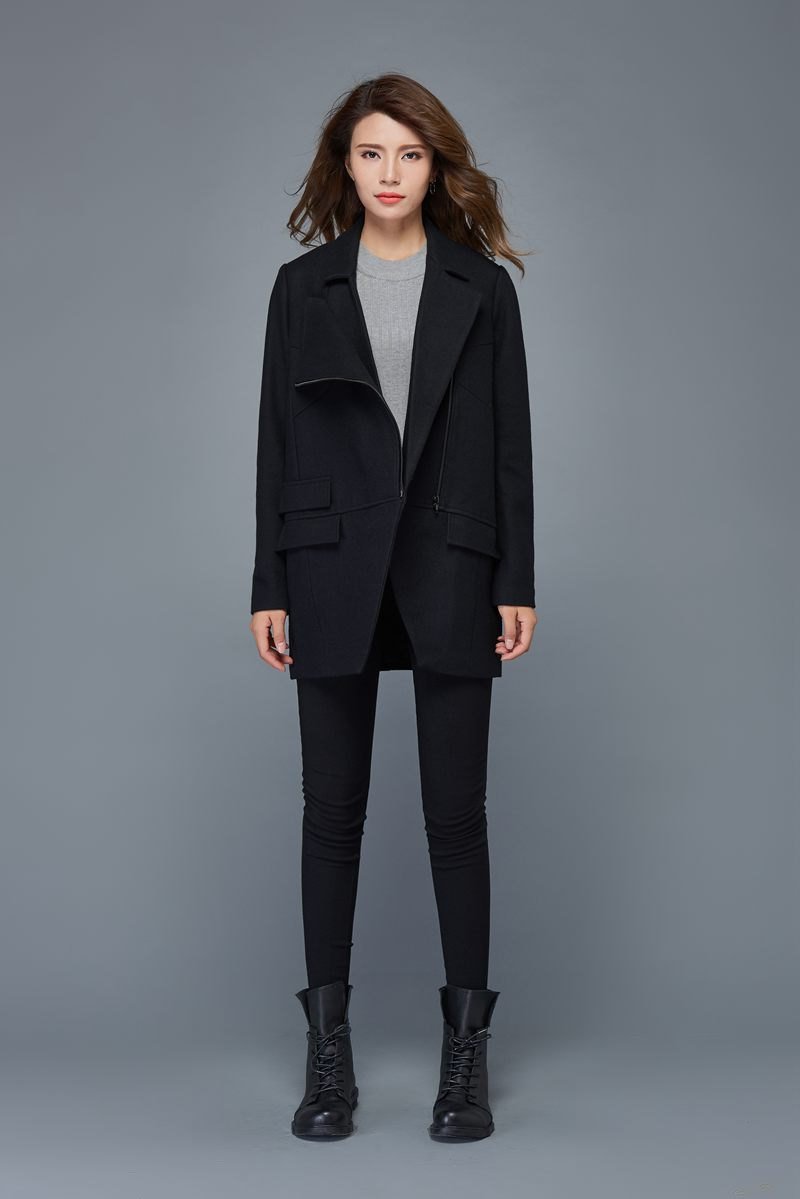 Short coats, wool coat, short jacket, women coat, plus size coat, wool jacket short, asymmetrical wool coat, warm winter coat C976