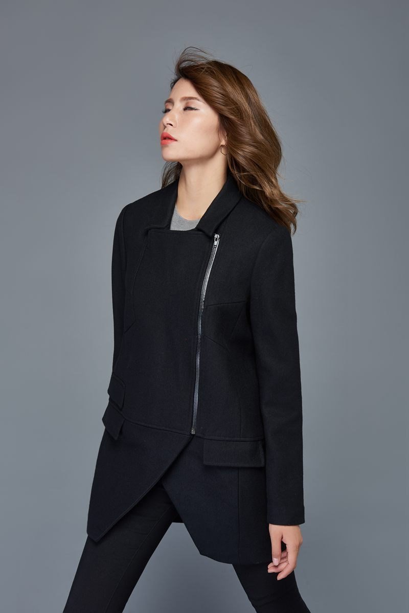 Short coats, wool coat, short jacket, women coat, plus size coat, wool jacket short, asymmetrical wool coat, warm winter coat C976
