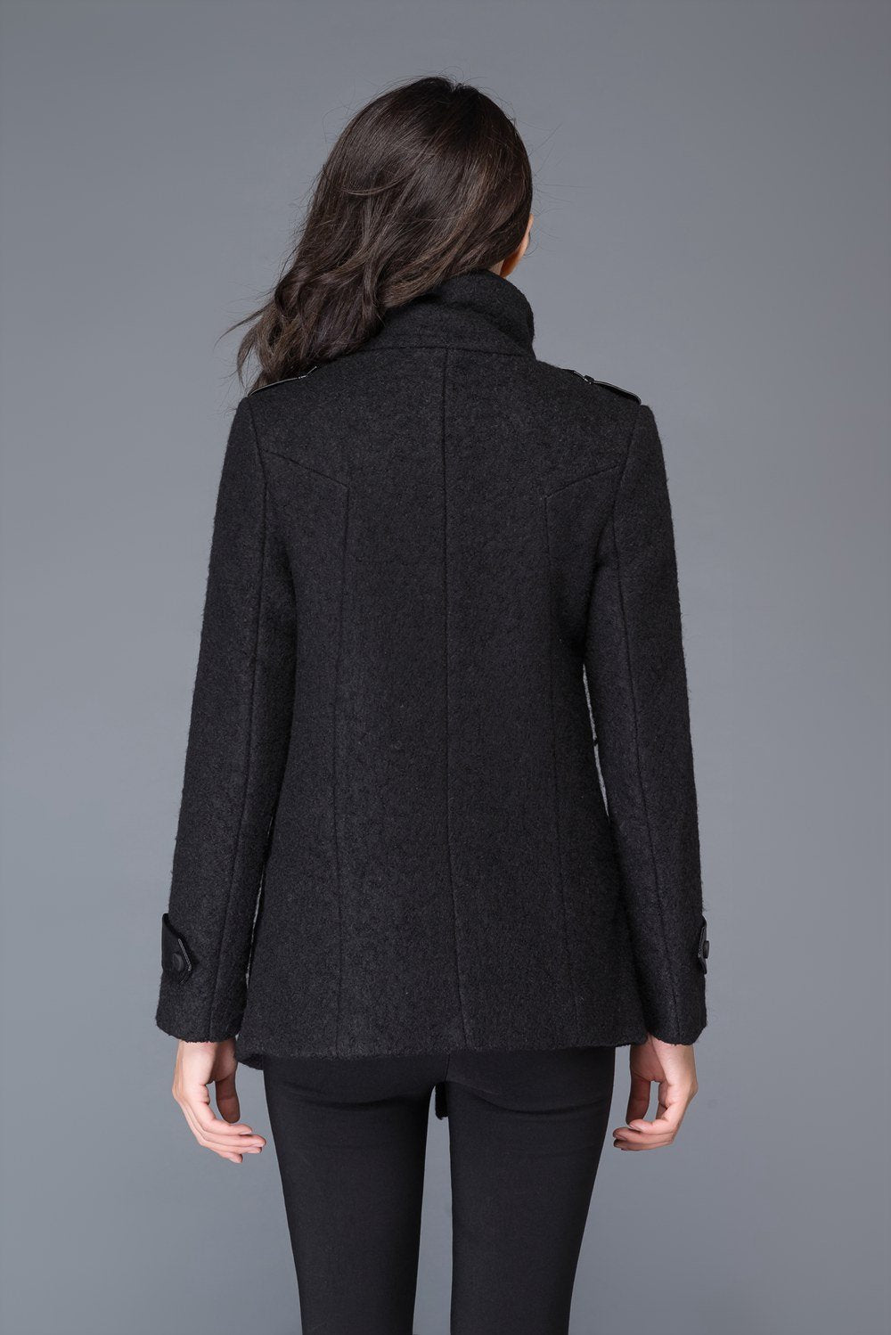 Women's Black asymmetrical wool jacket C987