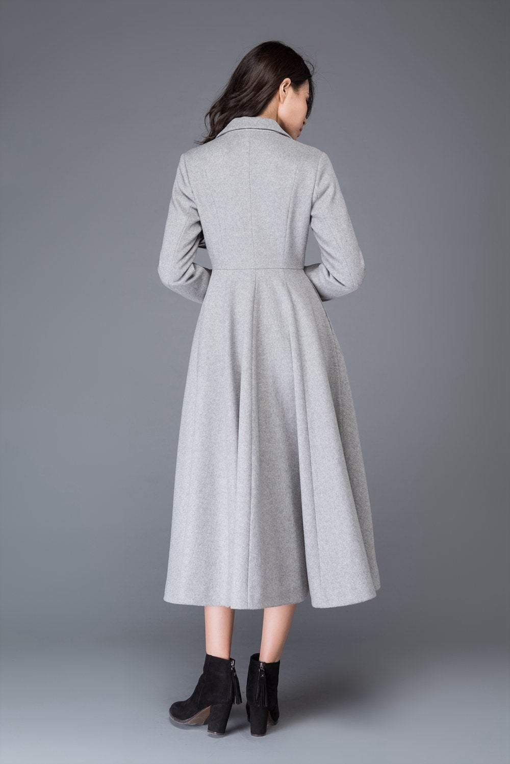 Vintage inspired long wool princess coat C4400
