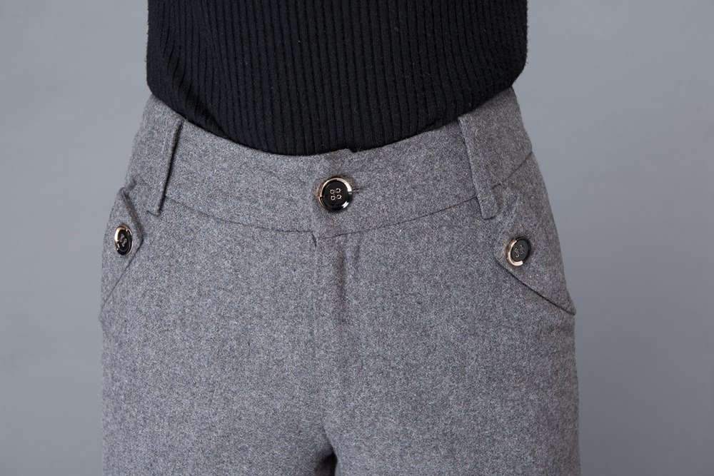High waist wool pants in gray C1000