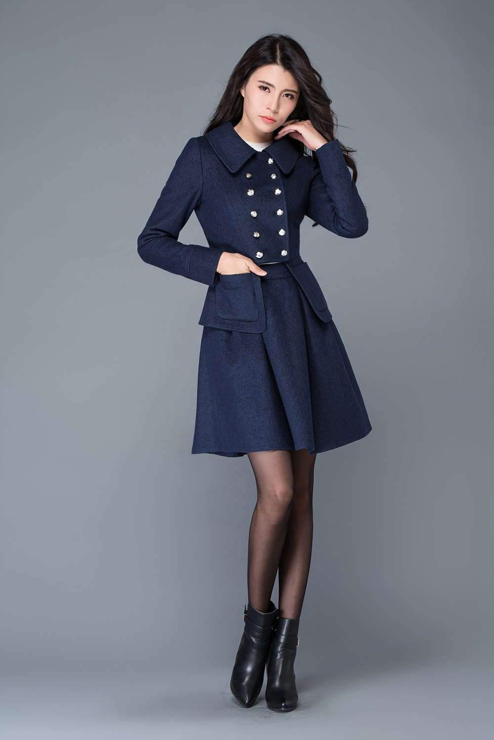 Short jacket, womens jackets, jacket, blue winter jacket, wool coat women, coat, womens short jacket, winter coat, blue coat women C1037