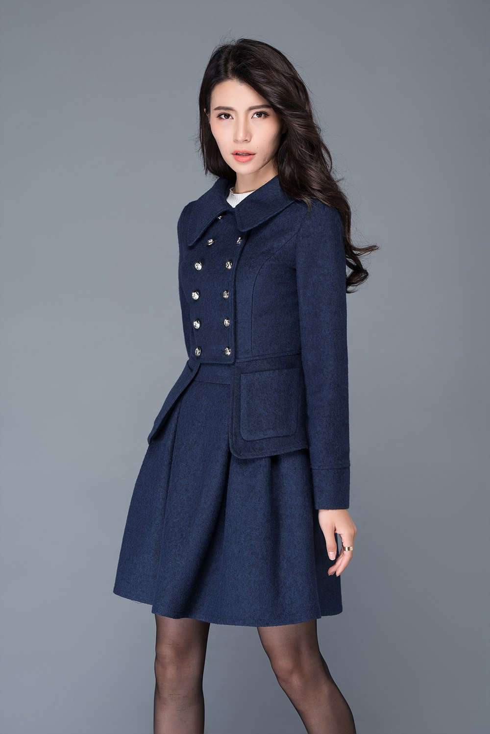 Short jacket, womens jackets, jacket, blue winter jacket, wool coat women, coat, womens short jacket, winter coat, blue coat women C1037