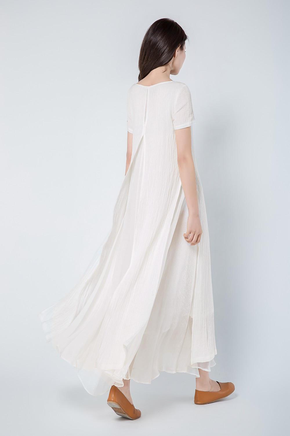 Maxi Linen Loose Casual Long Woman Dress C1101