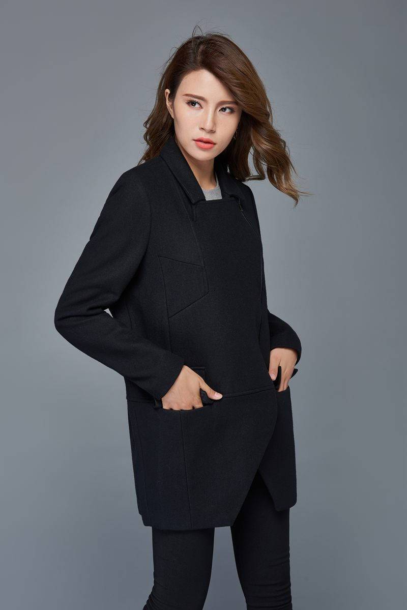 Short coats, wool coat, short jacket, women coat, plus size coat, wool jacket short, asymmetrical wool coat, warm winter coat C976