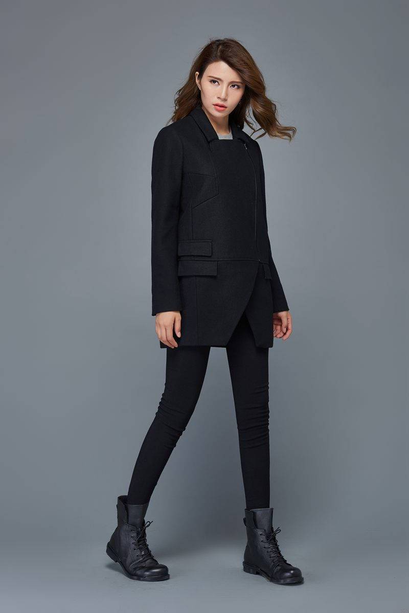 Short coats, wool coat, short jacket, women coat, plus size coat, wool jacket short, asymmetrical wool coat, warm winter coat C976
