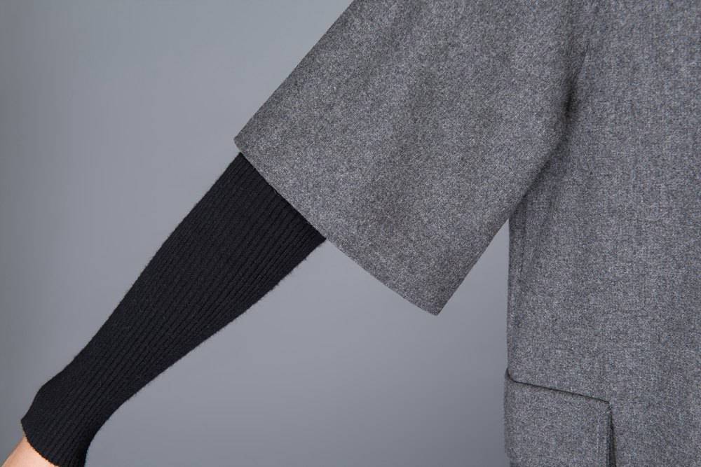 Wool patch work tunic dress for winter C1012