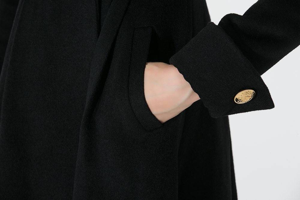 Black vintage inspired wool military coat C664