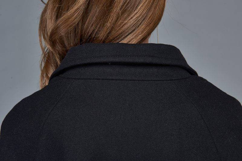 Womens black wool cape coat C975