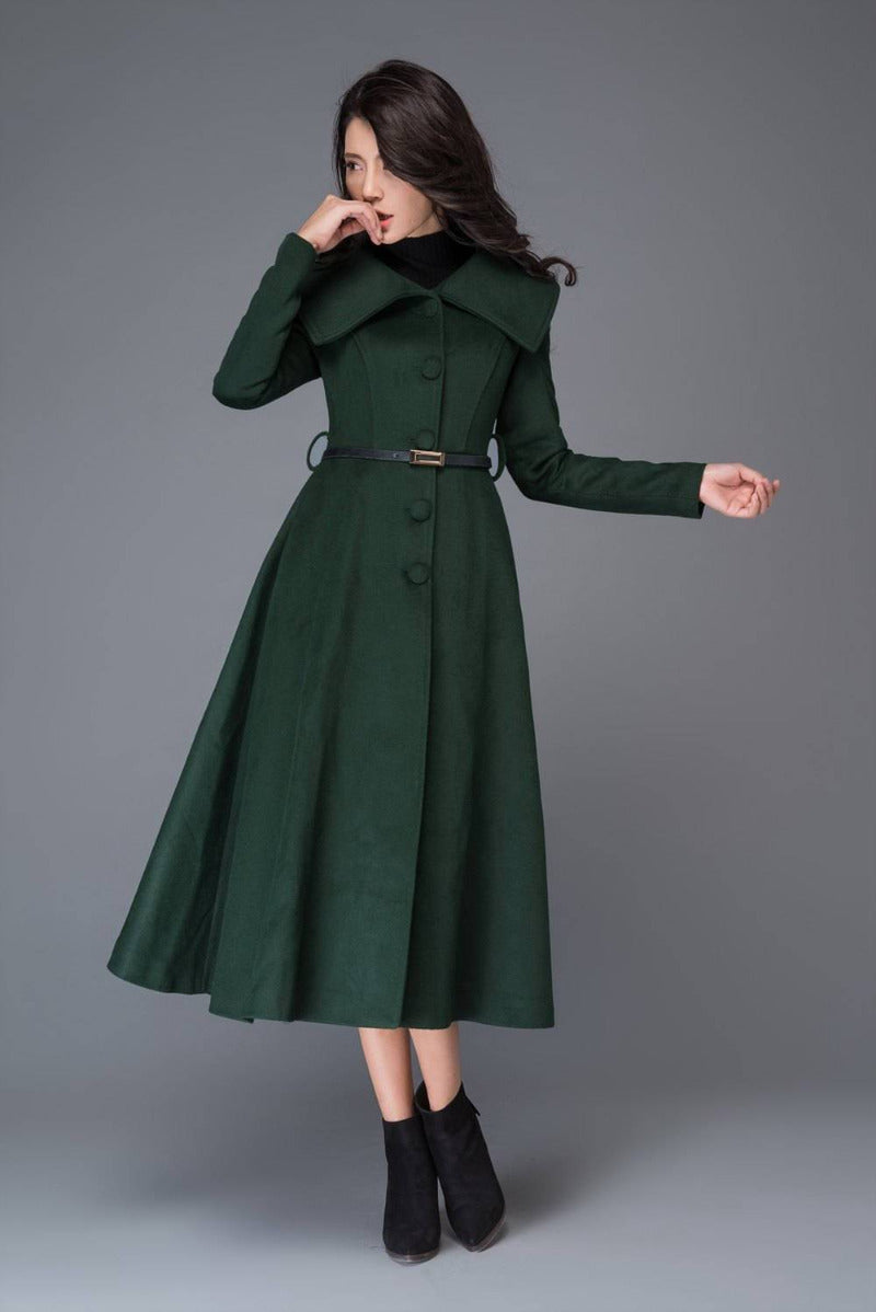 Vintage Inspired Swing Wool Coat C998#