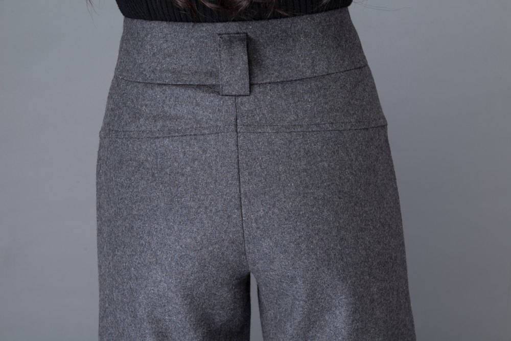 Wide leg pants, Wool pants, womens pants, grey pants C1002