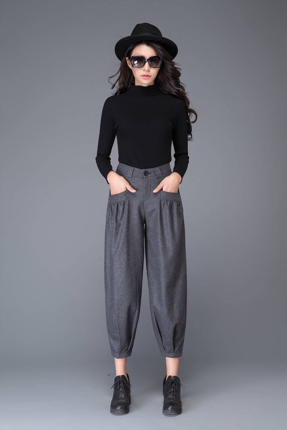 womens's long wool pants C999#