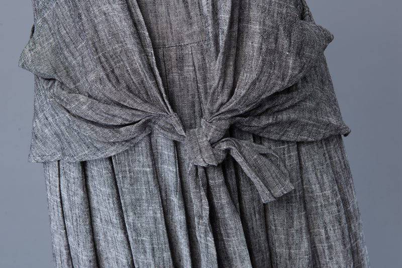 linen dress, gray dress, maxi dress, womens dresses, dress, long dress for women, sleeveless dress, linen dress woman, gray dressy tops C934