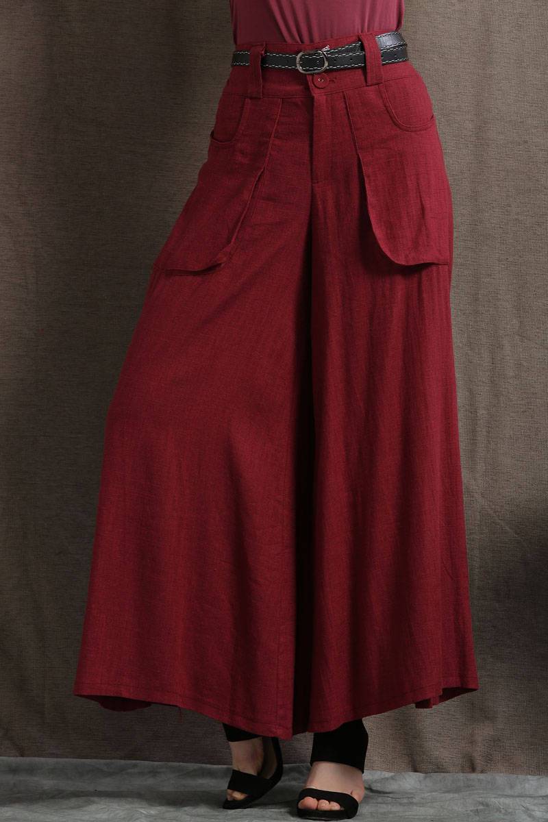Red linen pants, Wide leg pants, womens pants, maxi pants, long pants, linen pants, pockets pants, womens linen pants, maxi linen pants C410