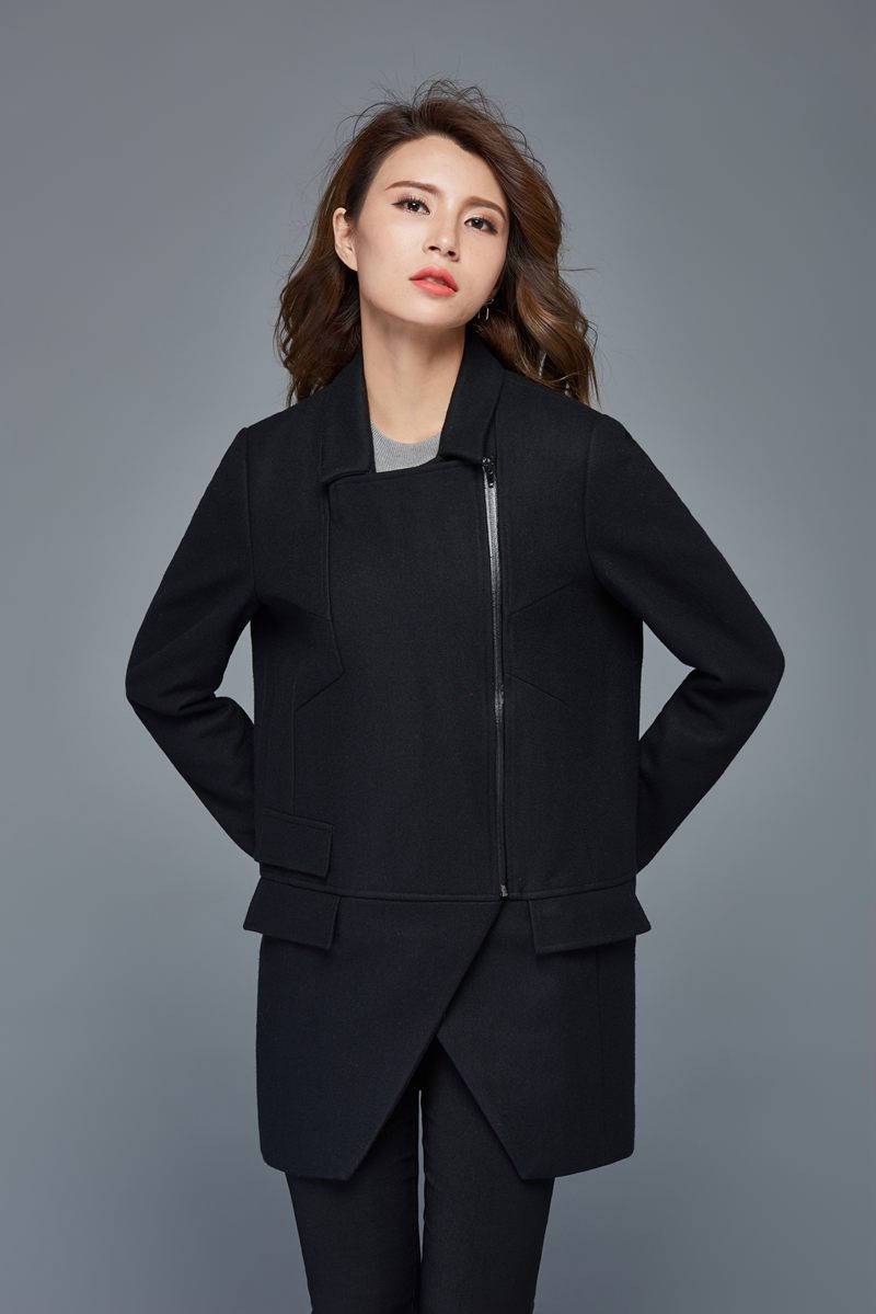 Short coats, wool coat, short jacket, women coat, plus size coat, wool jacket short, asymmetrical wool coat, warm winter coat C976