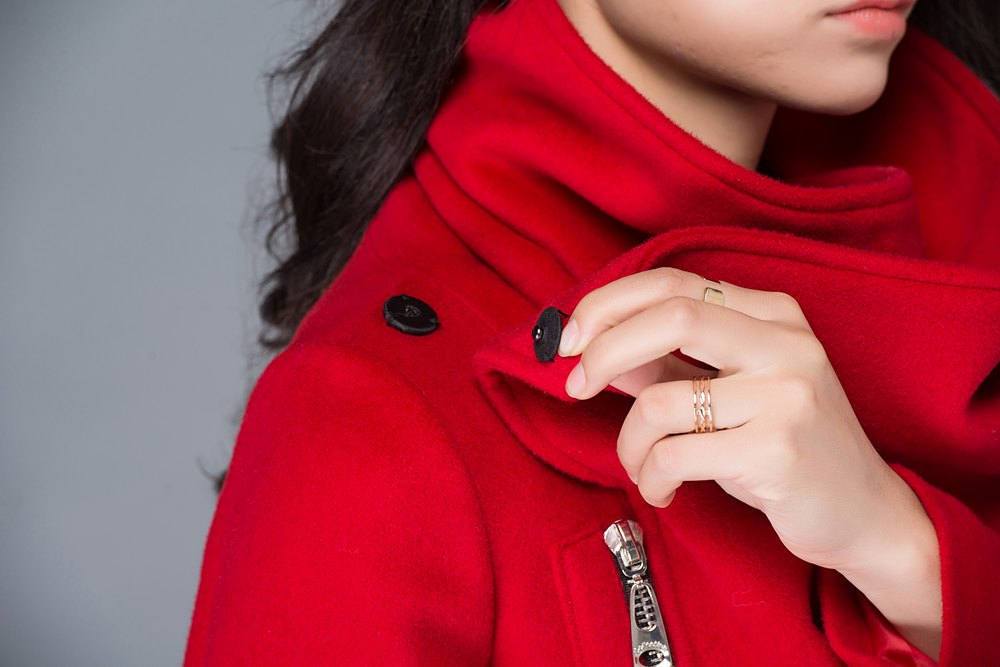 Women Red Asymmetrical Wool Coat C1025