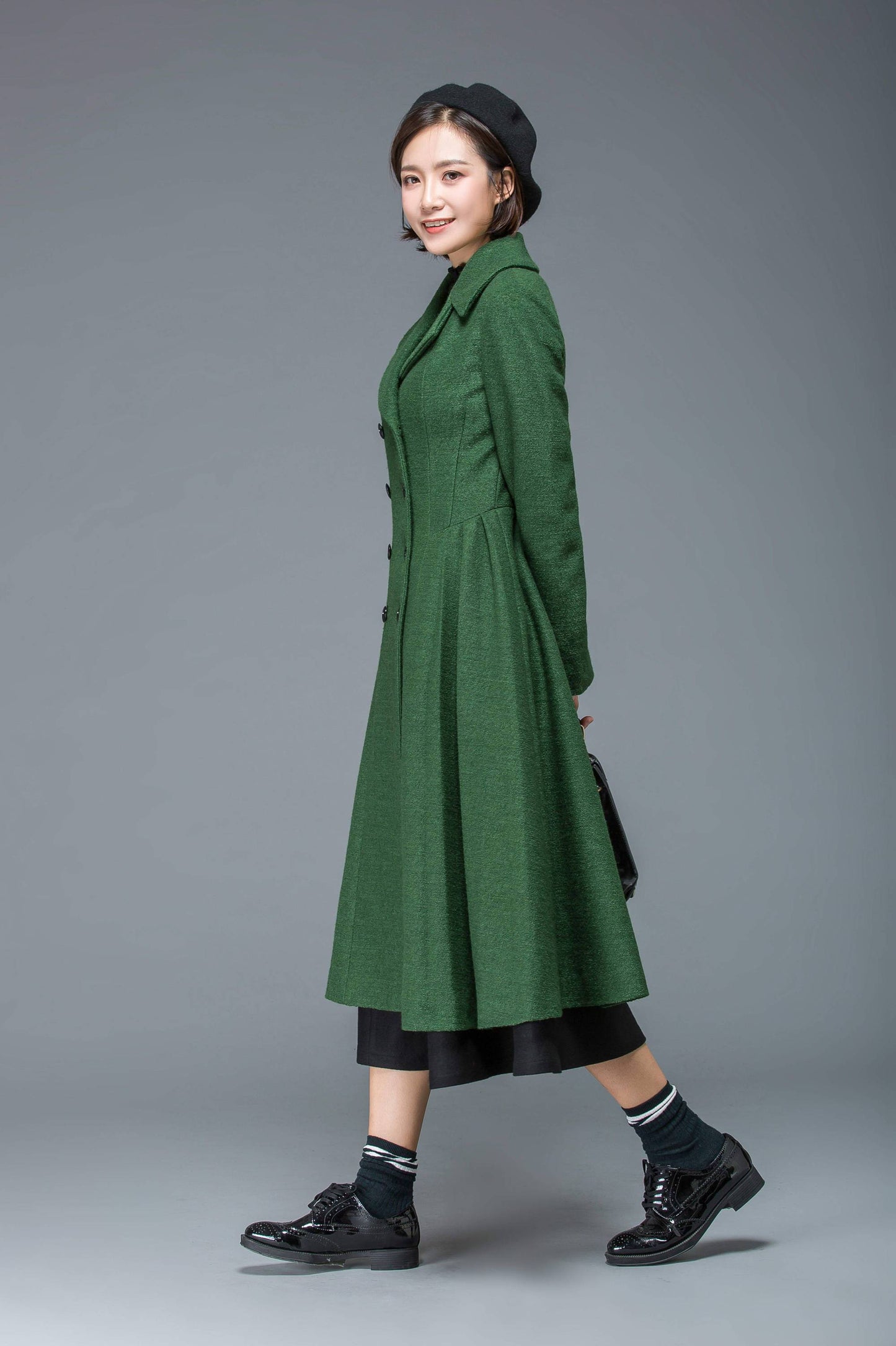 Wool coat, long coat, winter coat, womens coat, winter coat women, princess coat, classic coat, green coat, double breasted coat C1171